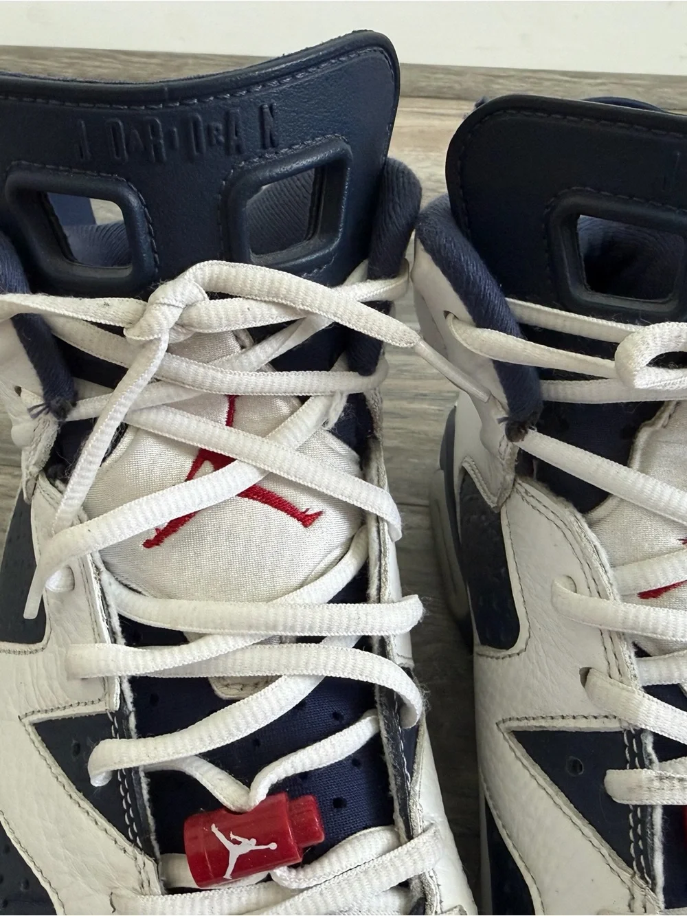 Nike Air Jordan 6 Retro White Navy Red Basketball Shoes Olympic Men’s size 8